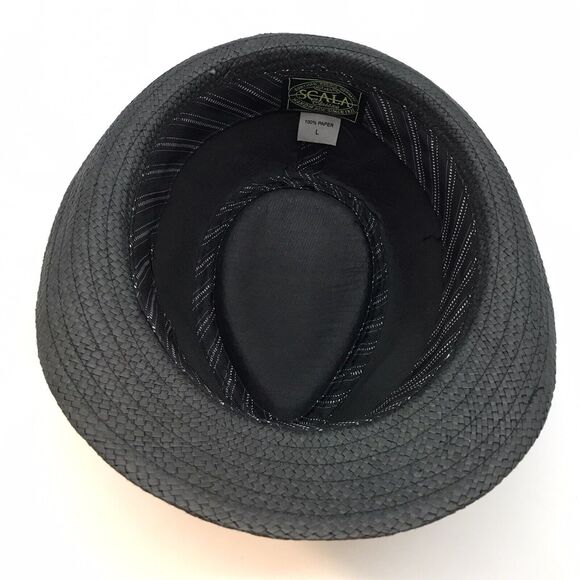 Scala Unisex L Black Summer Straw Fedora Hat Band Trilby Cuban Panama Short Brim - Picture 9 of 10